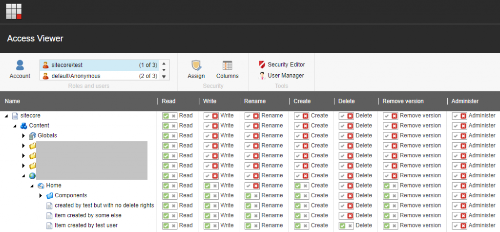 Sitecore access viewer